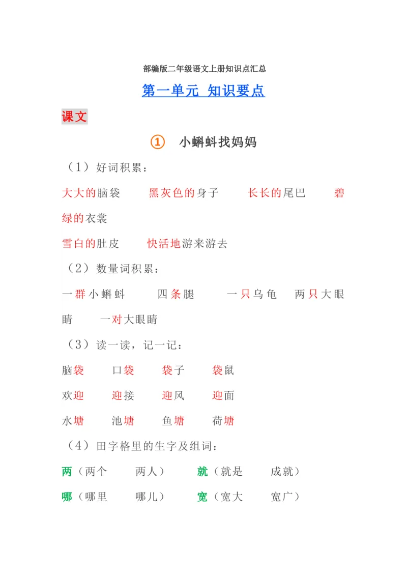 全册知识点_二年级上下册资料_二年级语数英上下册学习资料_3-7-1、小学二年级语文上册_统编、部编、人教（语文全国统一只有一个版）_1、知识点总结_期末总复习