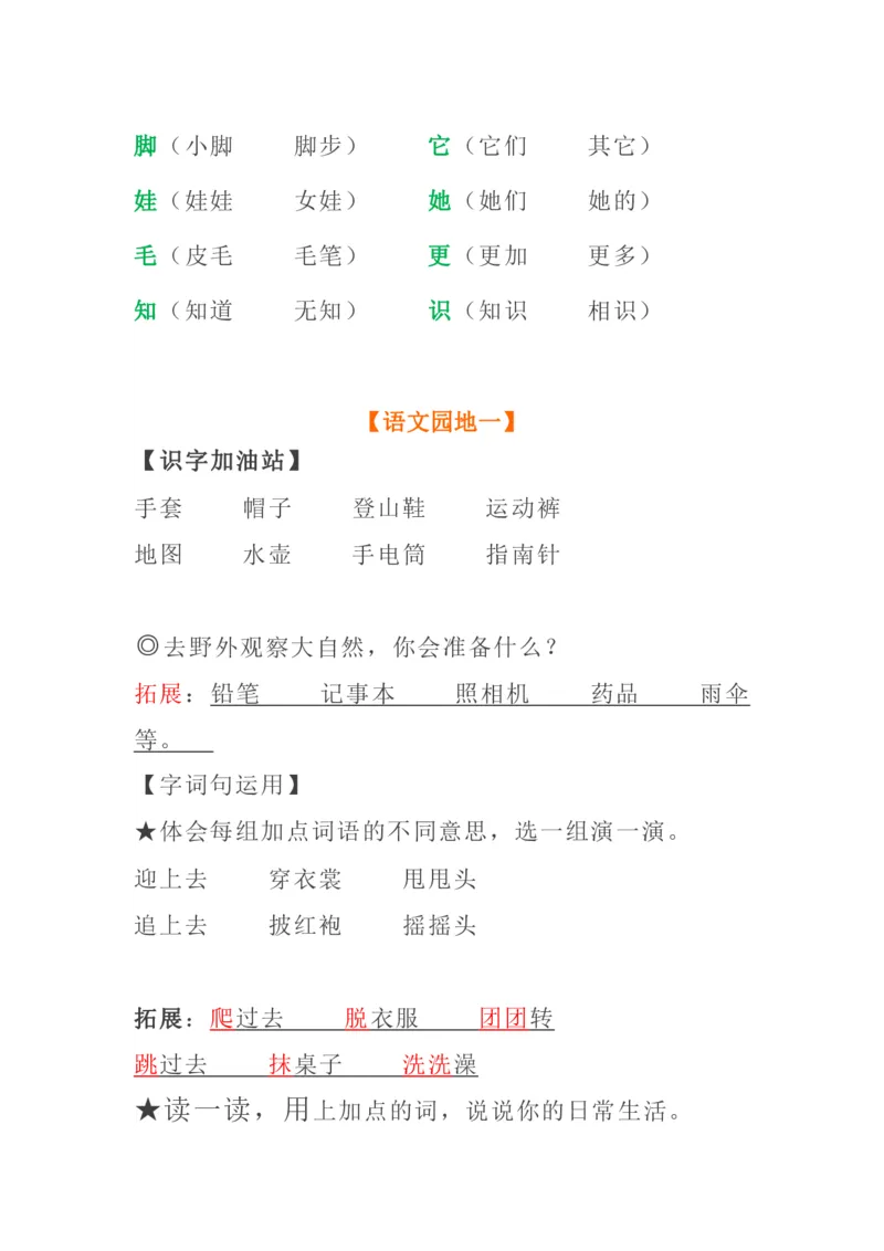 全册知识点_二年级上下册资料_二年级语数英上下册学习资料_3-7-1、小学二年级语文上册_统编、部编、人教（语文全国统一只有一个版）_1、知识点总结_期末总复习