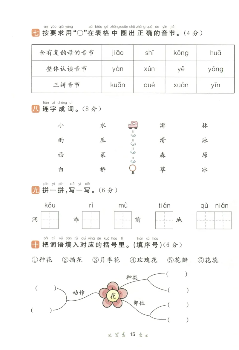 一本小学语文同步训练1年级上册--自主测评卷_25秋小学语数英习题试卷_语文_一本自主测评卷语文25年上册