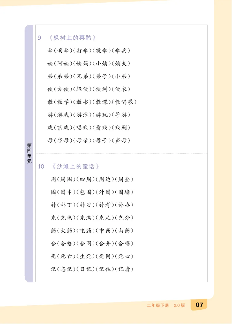 二（下）语文：全品知识梳理（期末复习版）24春版_二年级上下册资料_小学二年级学习资料-25年更新版_2-02、小学二年级语文下册_2-2-2、练习题、作业、试题、试卷_专项练习