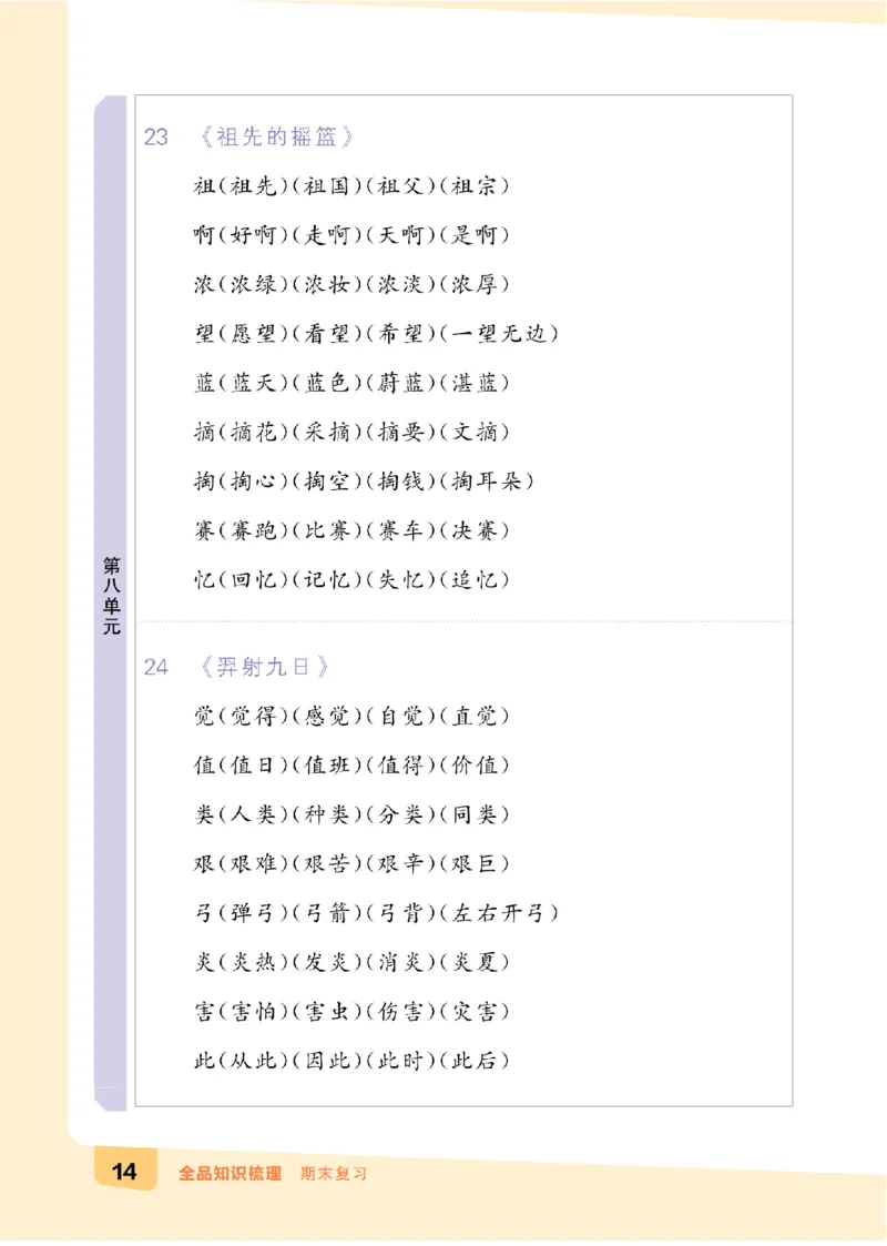 二（下）语文：全品知识梳理（期末复习版）24春版_二年级上下册资料_小学二年级学习资料-25年更新版_2-02、小学二年级语文下册_2-2-2、练习题、作业、试题、试卷_专项练习