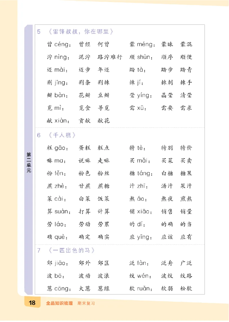 二（下）语文：全品知识梳理（期末复习版）24春版_二年级上下册资料_小学二年级学习资料-25年更新版_2-02、小学二年级语文下册_2-2-2、练习题、作业、试题、试卷_专项练习