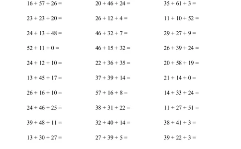 口算题(连加)1000题_小学数学口算计算速算练习1（1-6）题目类型全_二年级_口算2年级上册15000题_2上口算题(连加)1000题