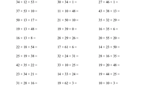 口算题(连加)1000题_小学数学口算计算速算练习1（1-6）题目类型全_二年级_口算2年级上册15000题_2上口算题(连加)1000题