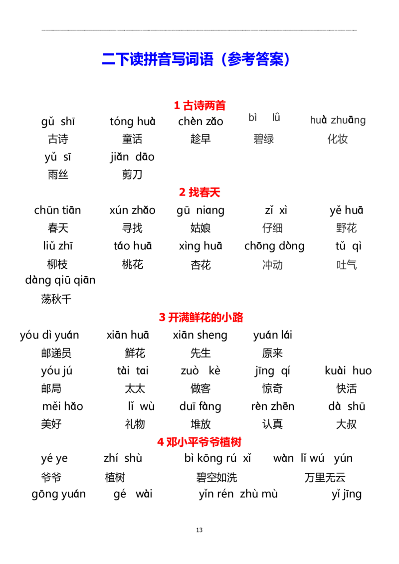二（下）看拼音写词语(2)_二年级上下册资料_小学二年级学习资料-25年更新版_2-02、小学二年级语文下册_2-2-2、练习题、作业、试题、试卷_专项练习_语文看拼音写词语