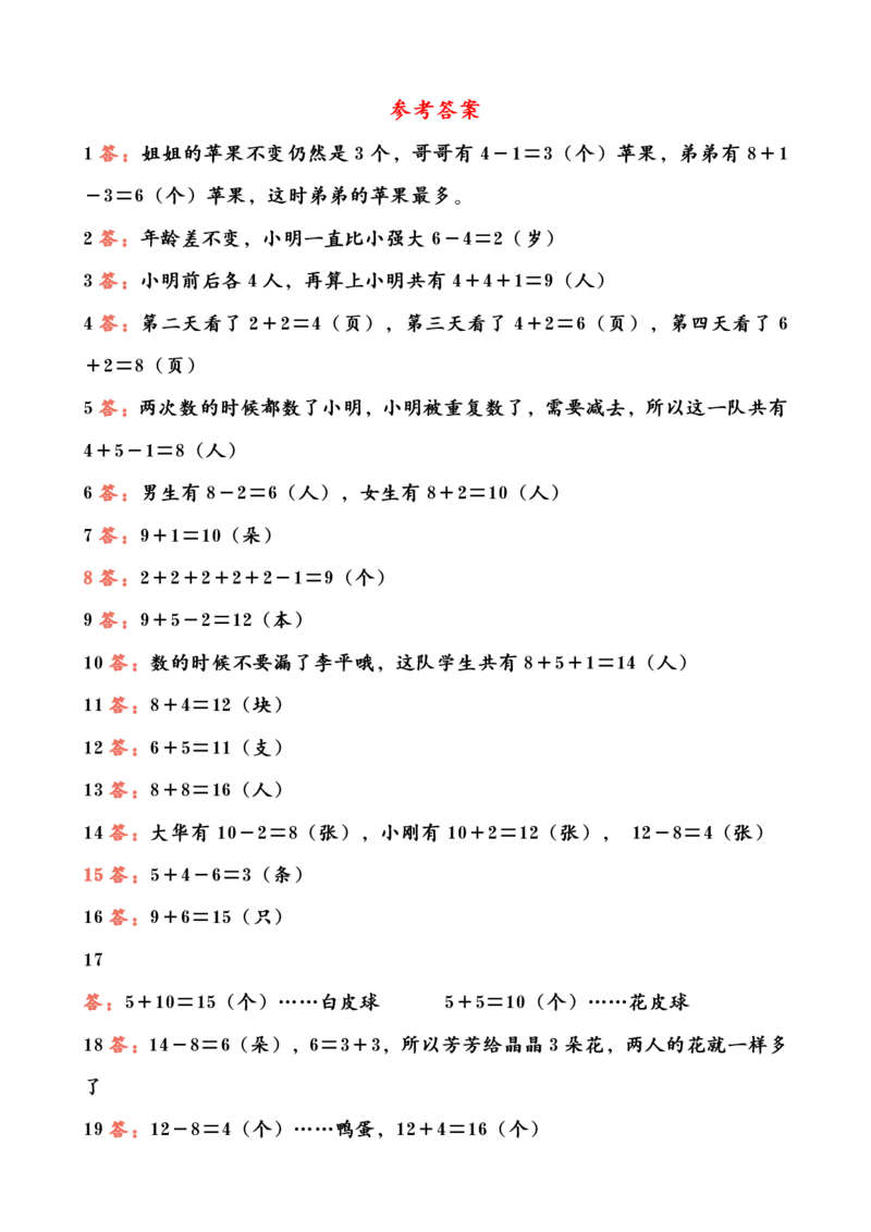 一升二数学暑假思维应用题训练50题_思维应用题