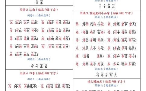 最新版一年级上册语文彩色版课课贴_25秋语文1-6课课贴