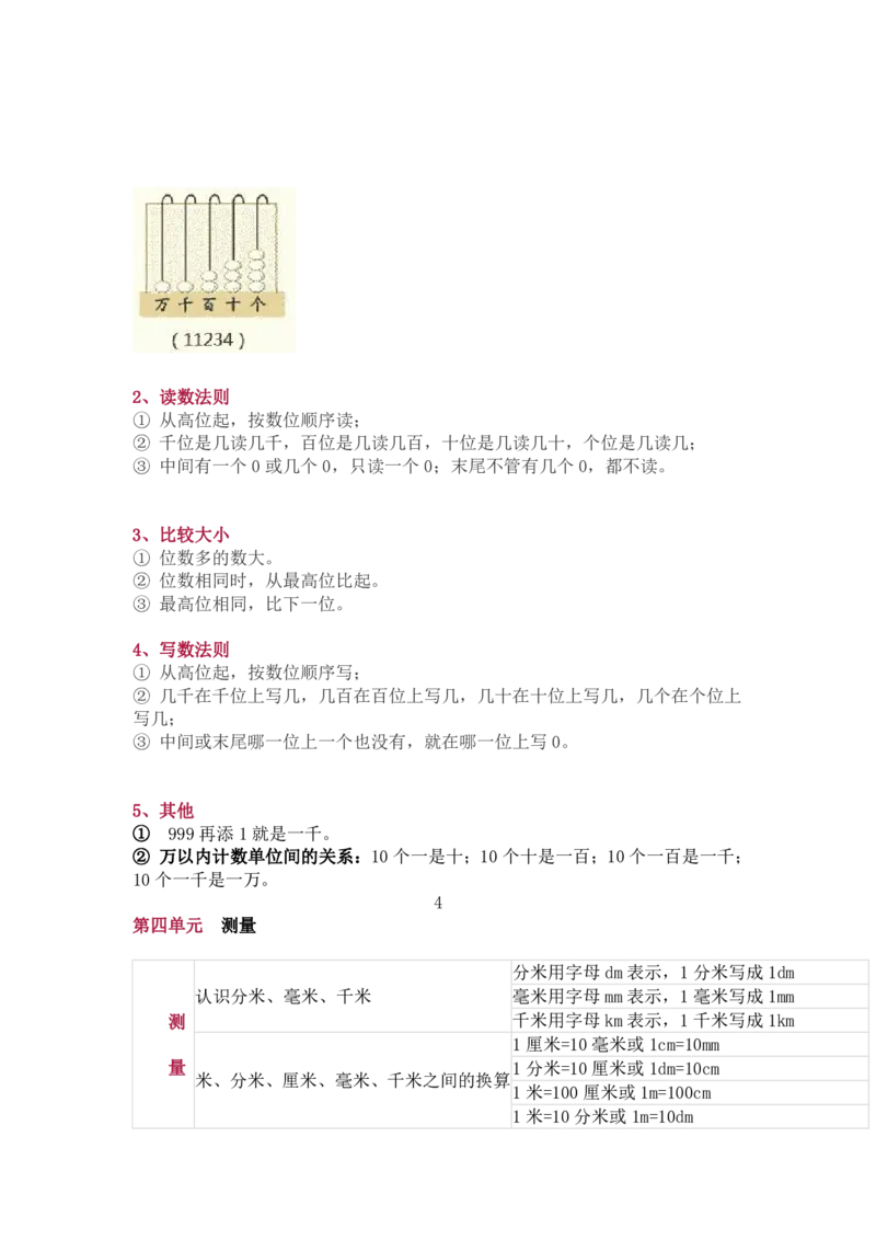 北师大版二年级（下册）数学知识要点归纳_二年级上下册资料_小学二年级学习资料-25年更新版_2-04、小学二年级数学下册_2-4-1、复习、知识点、归纳汇总_北师大版