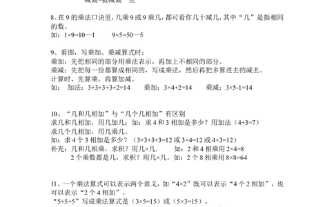 人教版二年级上册数学期末知识点汇总_二年级上下册资料_小学二年级学习资料-25年更新版_2-03、小学二年级数学上册_2-3-1、复习、知识点、归纳汇总_人教版