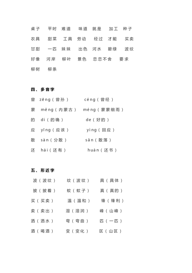 全册知识要点汇总_二年级上下册资料_二年级语数英上下册学习资料_3-7-2、小学二年级语文下册_统编、部编、人教（语文全国统一只有一个版）_1、知识点总结_期末总复习