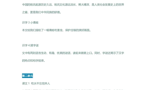 一年级下册全册课文中心思想_一年级上下册资料_小学一年级学习资料-25年更新版_1-02、小学一年级语文下册_3-6-2-1、复习、知识点、归纳汇总_部编（人教）版
