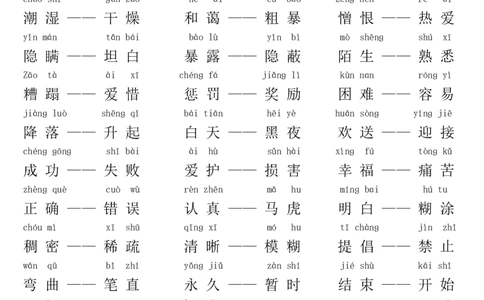 反义词(带拼音)汇总大全_二年级上下册资料_二年级语数英上下册学习资料_3-7-2、小学二年级语文下册_统编、部编、人教（语文全国统一只有一个版）_1、知识点总结_专项-字词句子