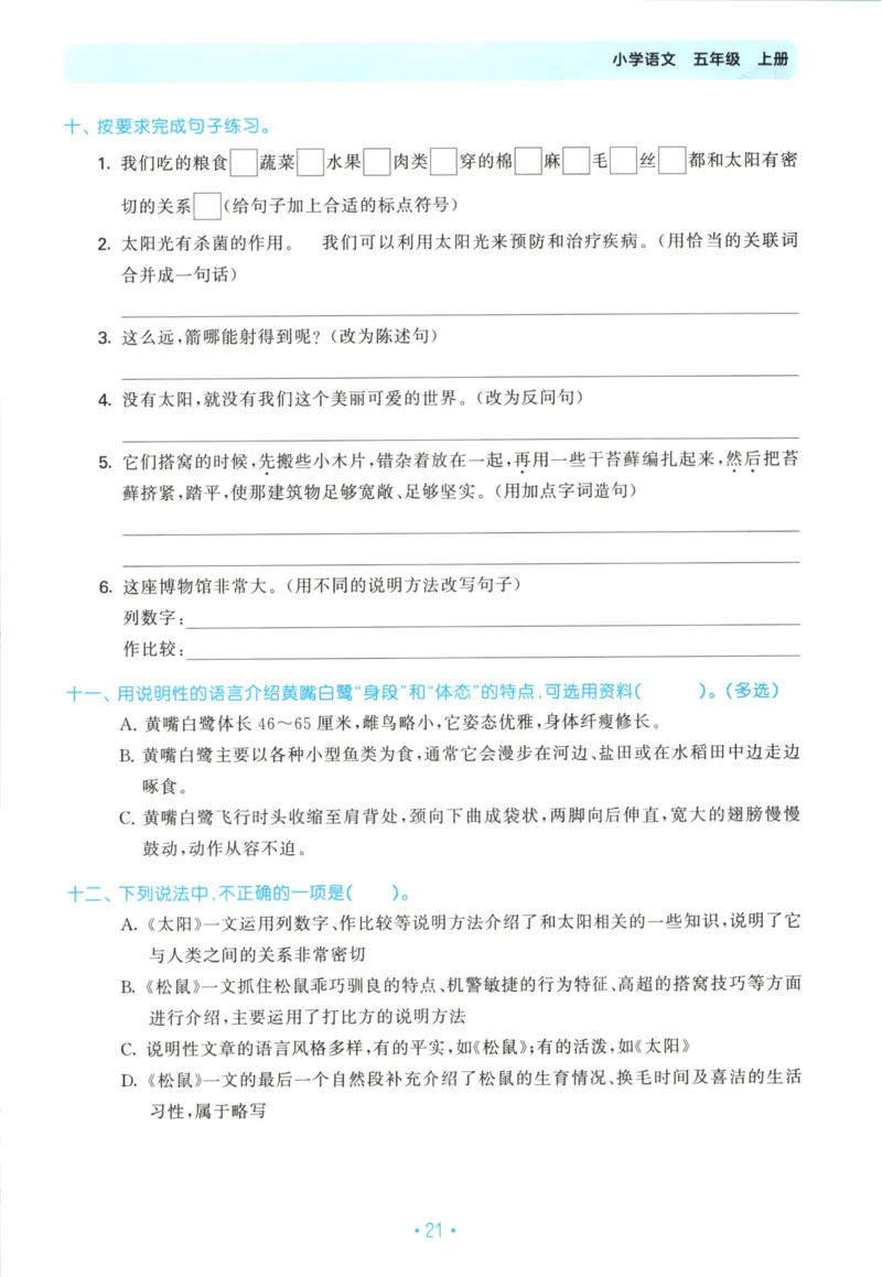 五年级语文上册人教版25秋《53单元归类复习》_25秋小学语数英习题试卷_语文_53单元归类复习完整版语文25年上册