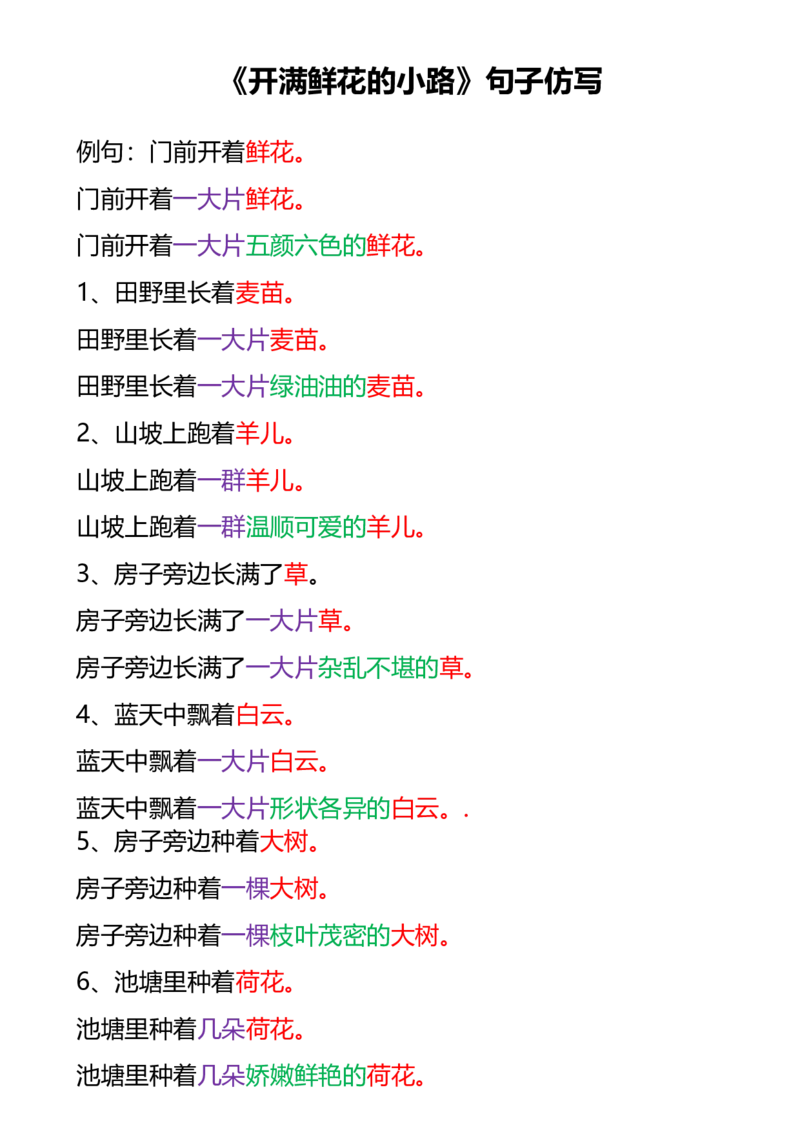 二（下）语文课文重点句子仿写_二年级上下册资料_小学二年级学习资料-25年更新版_2-02、小学二年级语文下册_2-2-2、练习题、作业、试题、试卷_专项练习_精品专项训练