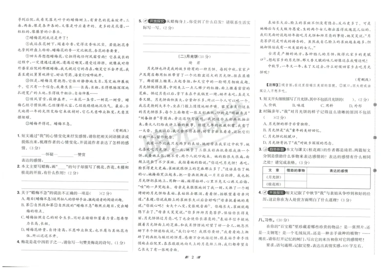 五年级语文上册人教版25秋《阳光同学提优新卷》提优新卷_25秋小学语数英习题试卷_语文_语文《阳光同学提优新卷》_五年级语文上册人教版25秋《阳光同学提优新卷》