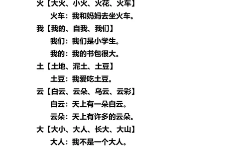 小学一年级上册语文-语文生字组词再造句_一年级上下册资料_小学一年级学习资料-25年更新版_1-01、小学一年级语文上册_01、知识汇总