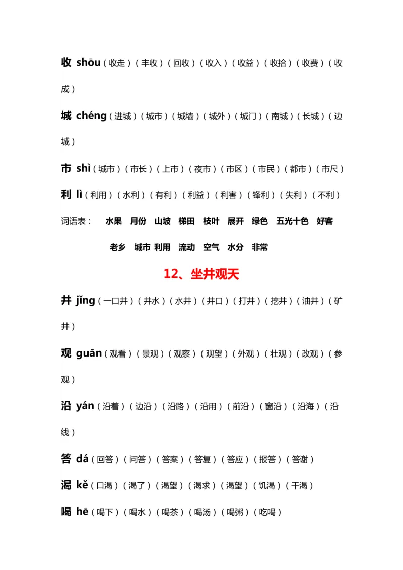 全册生字拼音组词_二年级上下册资料_二年级语数英上下册学习资料_3-7-1、小学二年级语文上册_统编、部编、人教（语文全国统一只有一个版）_6、专项练习_字词句子