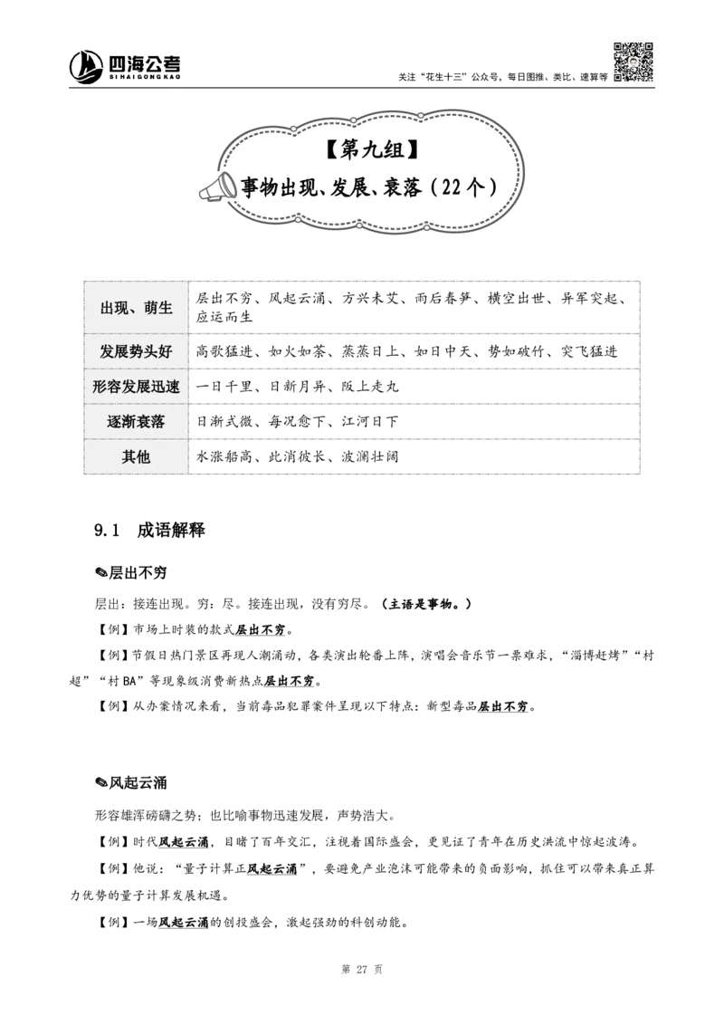四海高频成语积累700词_2026考公资料_花生十三合集_（94）花生高频700词表格背诵版本建议打印