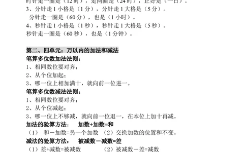 小学三年级上册人教版数学上册概念汇总_三年级上下册资料_小学三年级学习资料-25年更新版_3-03、小学三年级数学上册_3-3-1、复习、知识点、归纳汇总_人教版