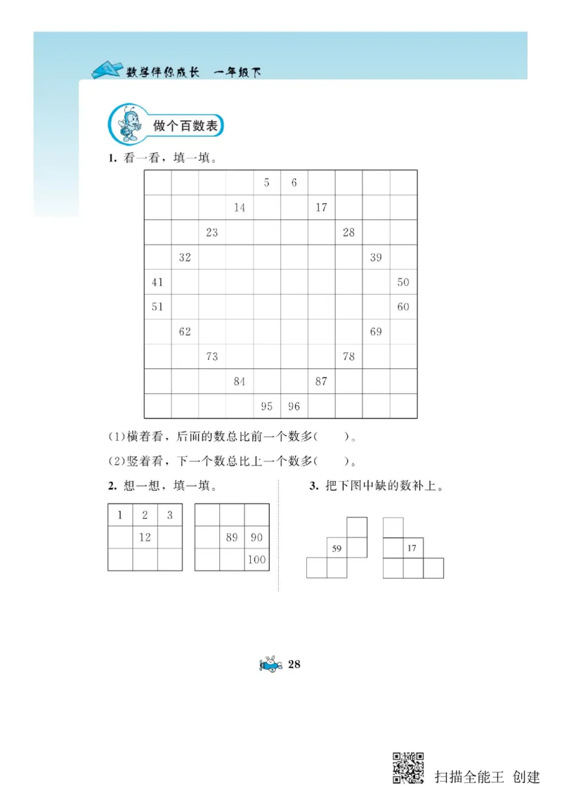 一年级下册数学教材配套练习_一年级上下册资料_小学一年级学习资料-25年更新版_1-04、小学一年级数学下册_1-4-2、练习题、作业、试题、试卷_通用