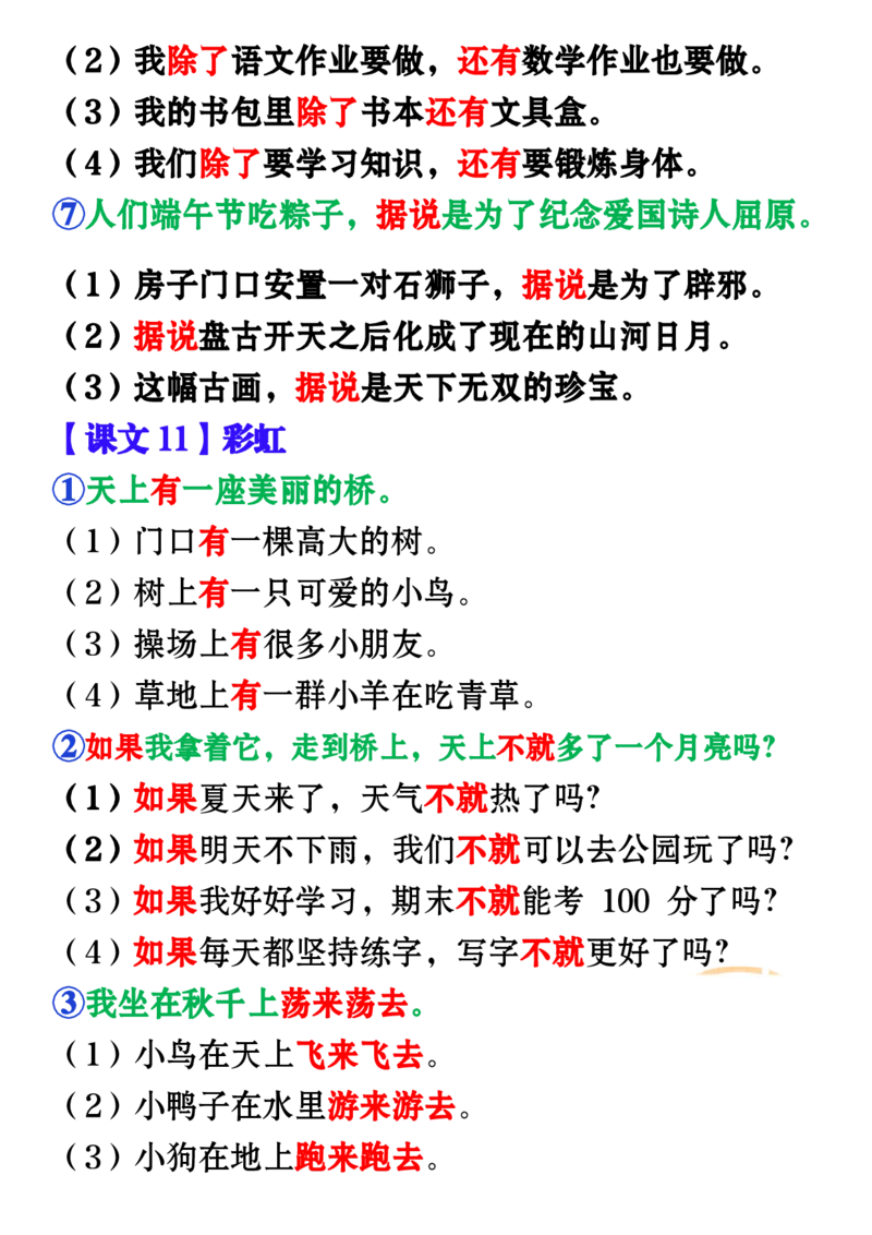 一下语文-第四单元词语句子仿写_一年级上下册资料_小学一年级学习资料-25年更新版_1-02、小学一年级语文下册_3-6-2-1、复习、知识点、归纳汇总_部编（人教）版_句子仿写