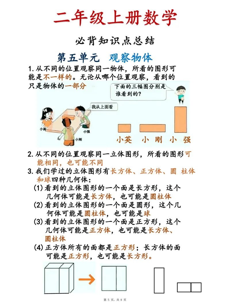 数学二上必背知识点总结+必背公式汇总（8页）(1)_二年级上下册资料_二年级下册小红书同款资料_二下数学