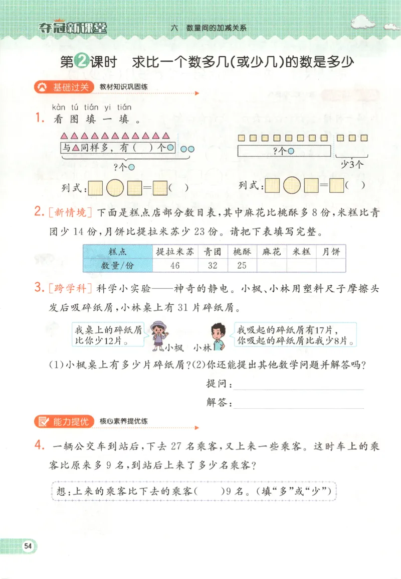 夺冠新课堂.随堂练测.数学一年级.下_一年级上下册资料_53黄冈多个品牌系列资料_数学