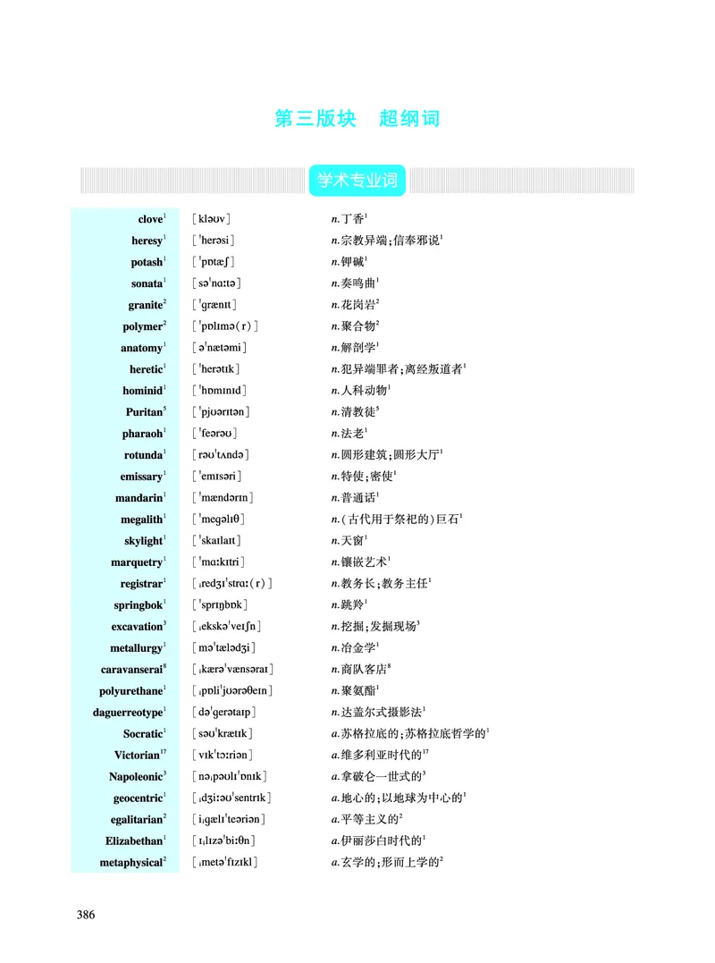 第五部分文化教育（第三板块超纲词）_考研英语真题_考研英语（一）历年真题_单词资料_英语一黄皮书词汇电子版（语境例句版）