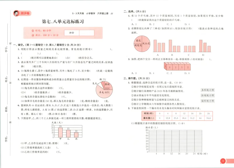 六年级数学上册冀教版25秋《53天天练》测评卷_25秋小学语数英习题试卷_数学_冀教版_1-6年级数学上册冀教版25秋《53天天练》_六年级数学上册冀教版25秋《53天天练》