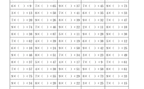 小学数学二年级上册-乘法算式中最大能填几_二年级上下册资料_小学二年级学习资料-25年更新版_2-03、小学二年级数学上册_2-3-2、练习题、作业、试题、试卷_通用