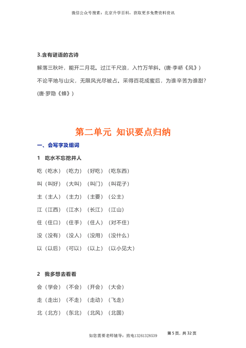 人教小学语文1下各单元知识要点归纳_小学语文一至六年级上下册电子版PDF单元知识点考试重点难点解析_知识点归纳总结人教小学语文1下