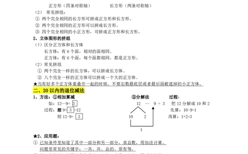 一年级下册数学素材-重要概念和公式汇总人教新课标_一年级上下册资料_小学一年级学习资料-25年更新版_1-04、小学一年级数学下册_1-4-1、复习、知识点、归纳汇总_人教版