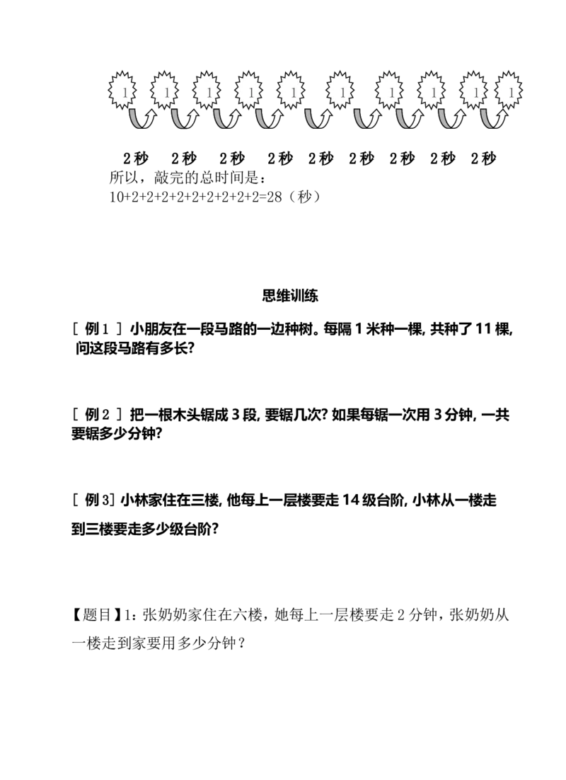 小学一年级奥数学习-奥数锯木头(1)_一年级上下册资料_3-2-1、小学奥数一年级