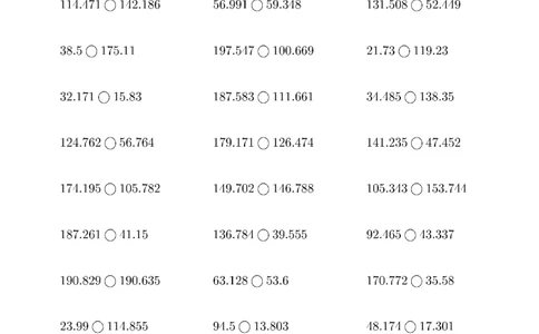 口算题(小数比大小)500题_小学数学口算计算速算练习1（1-6）题目类型全_四年级_口算4年级下册11500题_4下口算题(小数比大小)500题