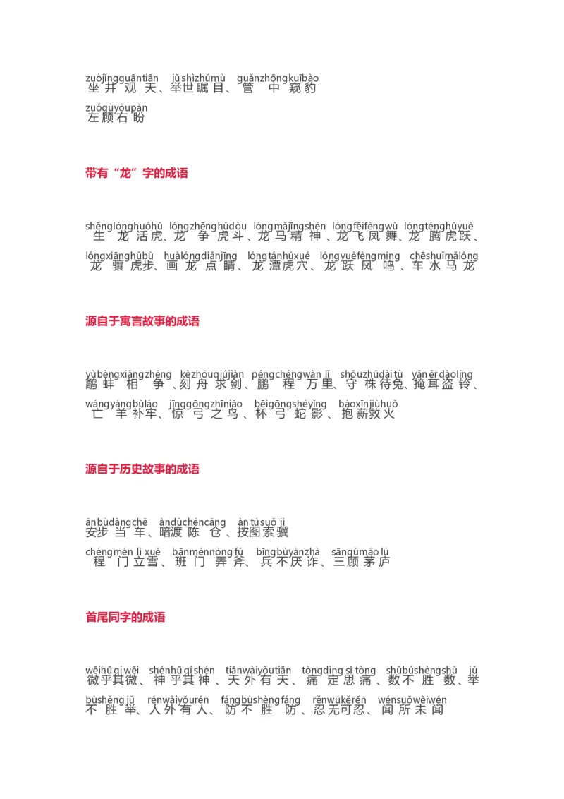 小学语文词语分类大全带拼音小学一年级下册_一年级上下册资料_小学一年级学习资料-25年更新版_1-02、小学一年级语文下册_3-6-2-1、复习、知识点、归纳汇总_部编（人教）版