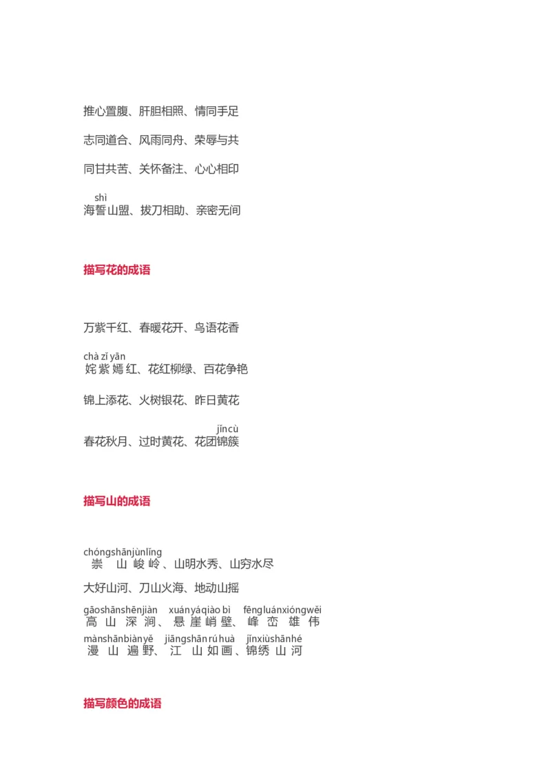 小学语文词语分类大全带拼音小学一年级下册_一年级上下册资料_小学一年级学习资料-25年更新版_1-02、小学一年级语文下册_3-6-2-1、复习、知识点、归纳汇总_部编（人教）版