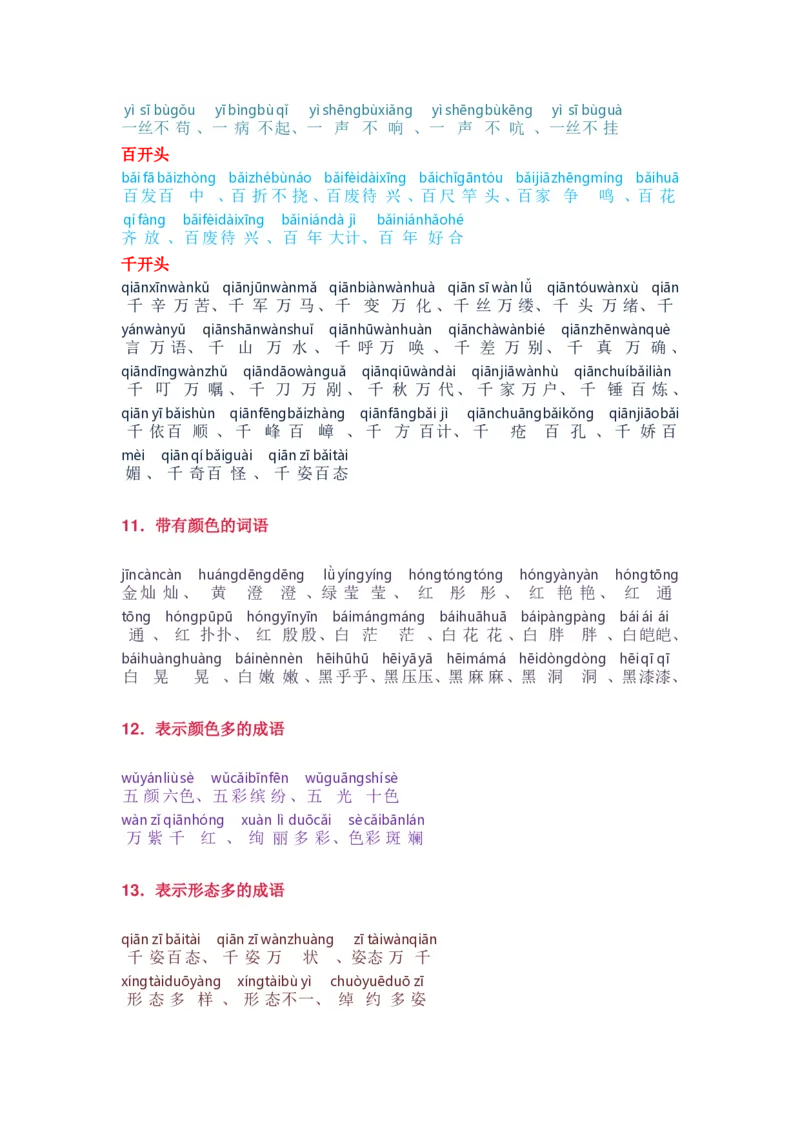 小学语文词语分类大全带拼音小学一年级下册_一年级上下册资料_小学一年级学习资料-25年更新版_1-02、小学一年级语文下册_3-6-2-1、复习、知识点、归纳汇总_部编（人教）版