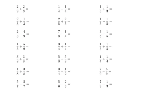 口算题(分数的简单计算)1000题_小学数学口算计算速算练习1（1-6）题目类型全_三年级_口算3年级上册14000题_3上口算题(分数的简单计算)1000题