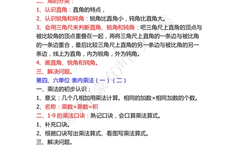 小学二年级上册上学期-数学各单元预习要点1_二年级上下册资料_二年级语数英上下册学习资料_3-7-3、小学二年级数学上册_人教版_1、知识点总结