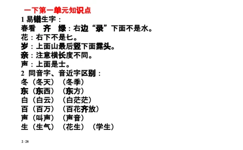 小学一年级语文下册知识点归纳_一年级上下册资料_小学一年级学习资料-25年更新版_1-02、小学一年级语文下册_3-6-2-1、复习、知识点、归纳汇总_部编（人教）版_知识汇总