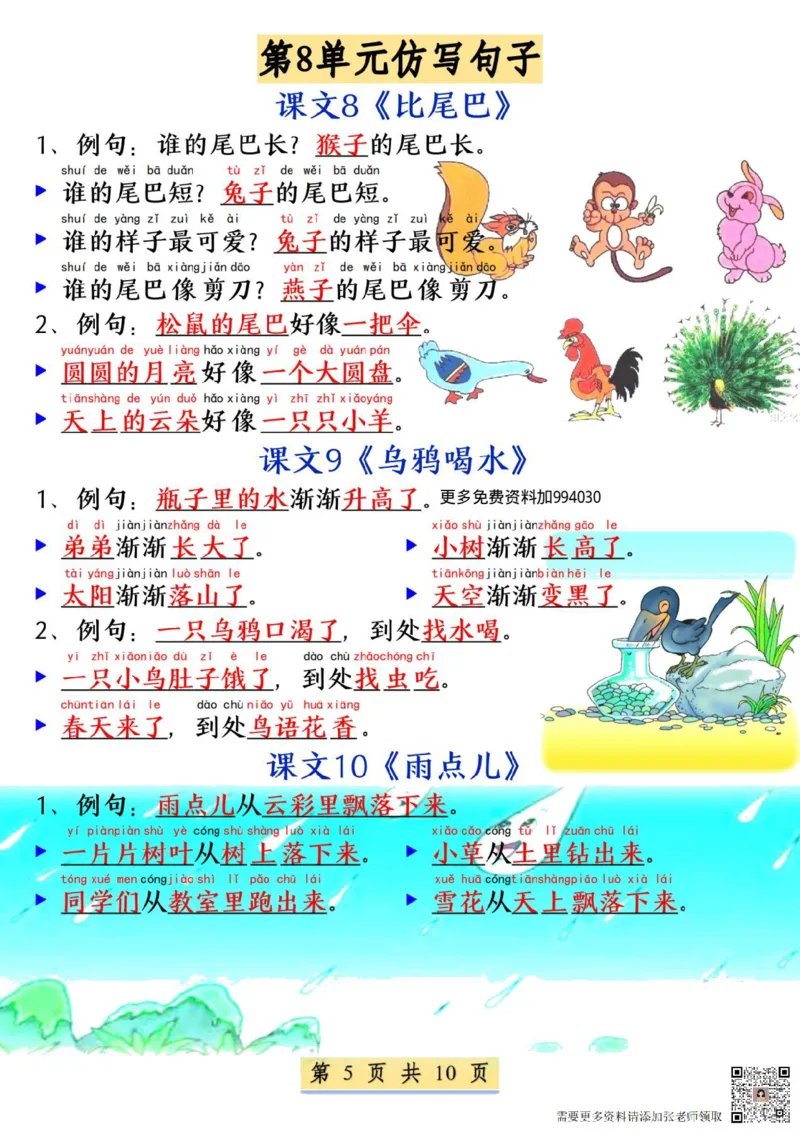 一年级语文上册必考必背仿写句子_一年级上下册资料_一年级上册小红书同款资料_一年级上册资料