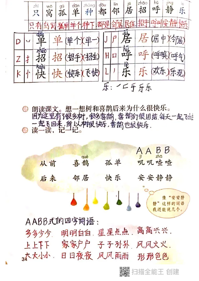 一年级下册课本课堂笔记扫描件_一年级上下册资料_小学一年级学习资料-25年更新版_1-02、小学一年级语文下册_3-6-2-1、复习、知识点、归纳汇总_部编（人教）版