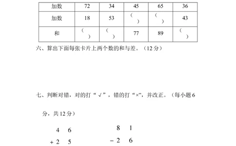 周测培优卷10_一年级上下册资料_一年级上语数英上下册学习资料_3-6-4、小学一年级数学下册_青岛版_7、周测培优卷