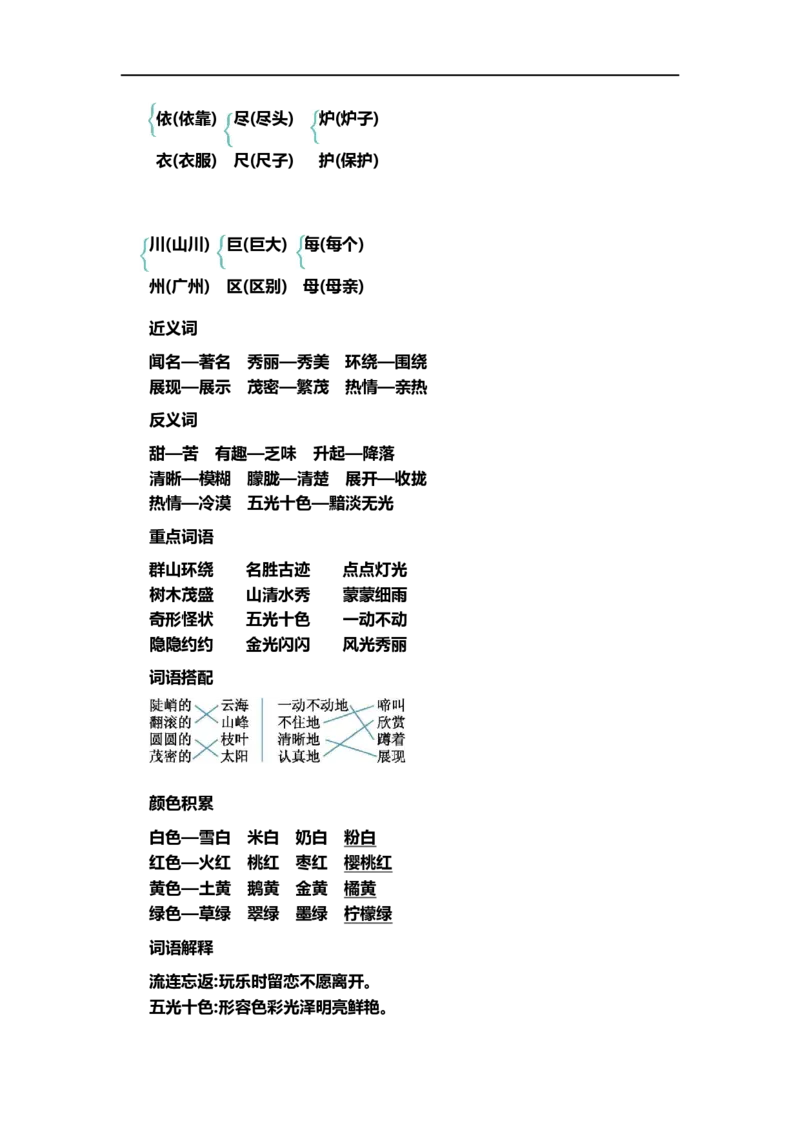二（上）语文第四单元知识重点_二年级上下册资料_小学二年级学习资料-25年更新版_2-01、小学二年级语文上册_2-1-1、复习、知识点、归纳汇总_二（上）语文单元知识重点