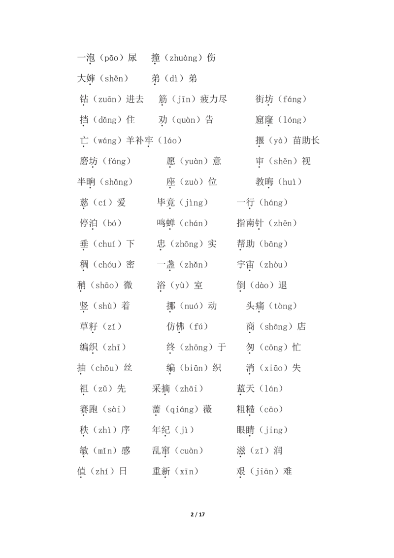 人教小学语文2下单元知识点梳理_小学语文一至六年级上下册电子版PDF单元知识点考试重点难点解析_知识点归纳总结人教小学语文2下