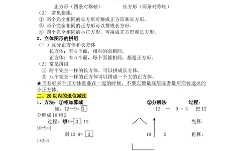 人教版一年级下册知识点总结_一年级上下册资料_小学一年级学习资料-25年更新版_1-04、小学一年级数学下册_1-4-1、复习、知识点、归纳汇总_人教版