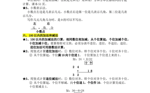 人教版一年级下册知识点总结_一年级上下册资料_小学一年级学习资料-25年更新版_1-04、小学一年级数学下册_1-4-1、复习、知识点、归纳汇总_人教版