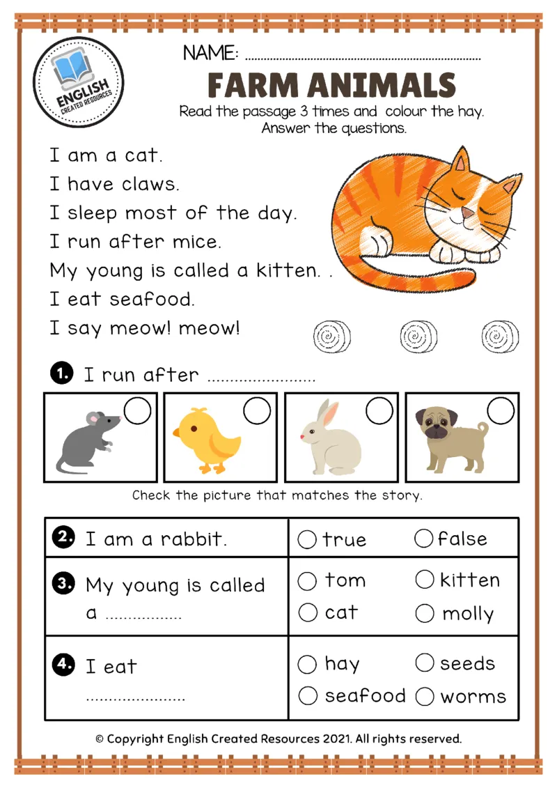 可爱农场动物作业纸_一年级上下册资料_小学一年级学习资料-25年更新版_1-00、幼小衔接_幼小衔接英语启蒙篇