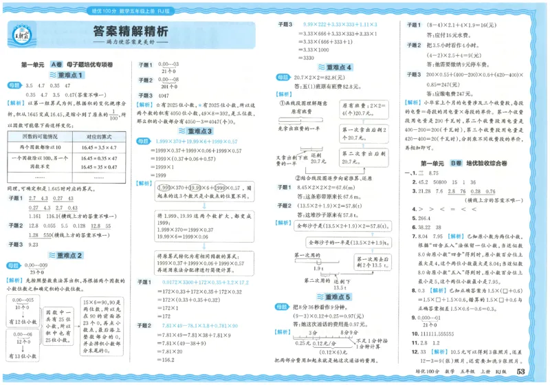 五上数学王朝霞培优100分_25秋小学语数英习题试卷_数学_人教版_25秋1-6年级人教版数学培优100分