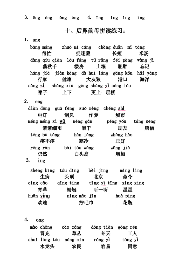 小学一年级上册语文资料-语文拼音拼读联系汇总（二）_一年级上下册资料_小学一年级学习资料-25年更新版_1-01、小学一年级语文上册_01、知识汇总